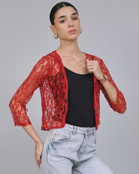 Short Sleeve Red Shrug Short Women Short Sleeve Cardigan Bolero