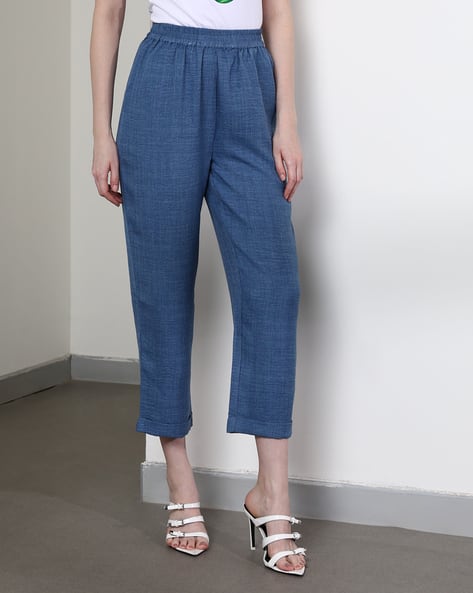 Shein Mid Calf Length High Rise Roll-up Hem Cigarette Fit Capris