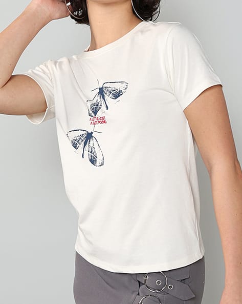Buy Off White Tshirts for Women by Shein Online