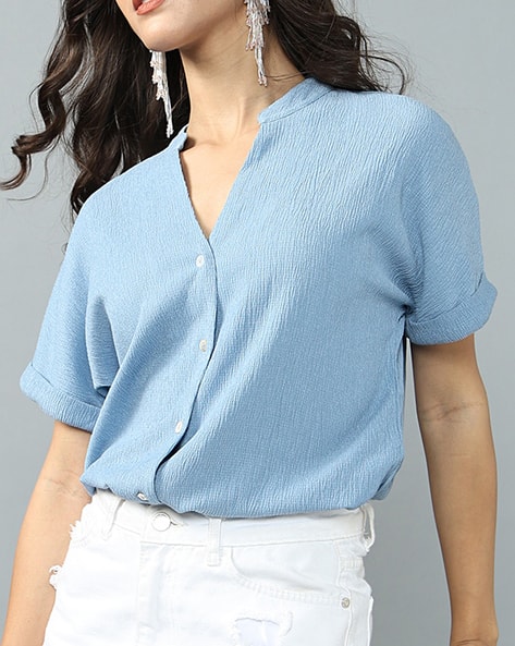 トップス Manon ribbon tops Blue TOPS – MANON ONLINESTORE