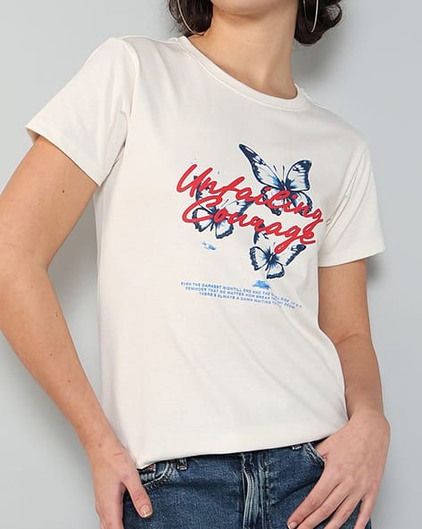 Buy Off White Tshirts for Women by Shein Online