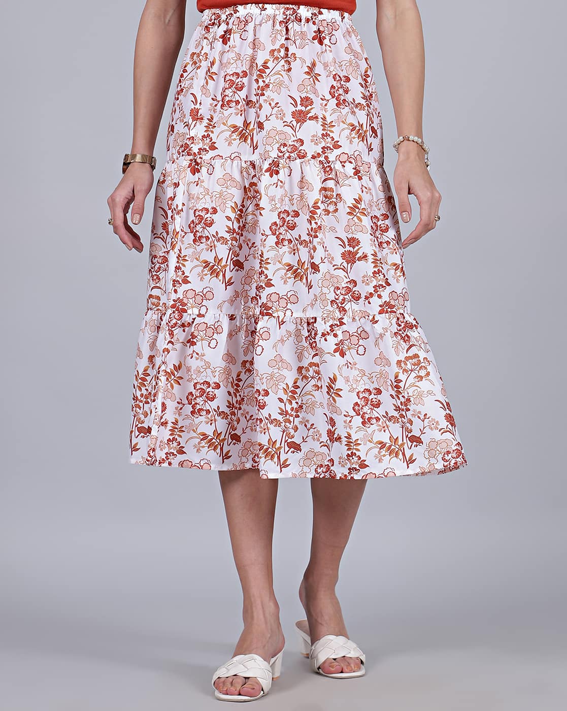 スカート herlipto Isaline Floral Tiered Skirt Isaline Floral