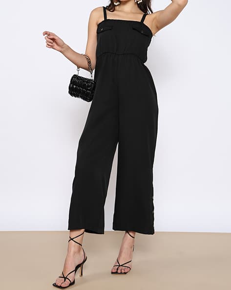 Shein Front Pocket Sleeveless Square Neck Jumpsuit