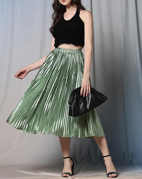 Flared Skirt Pleated Skirts Knee Length 30 Shein Party Midi Length