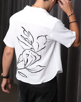Shein Street Short Sleeves Graphic Back Print Relaxed Fit Shirt-picture-13