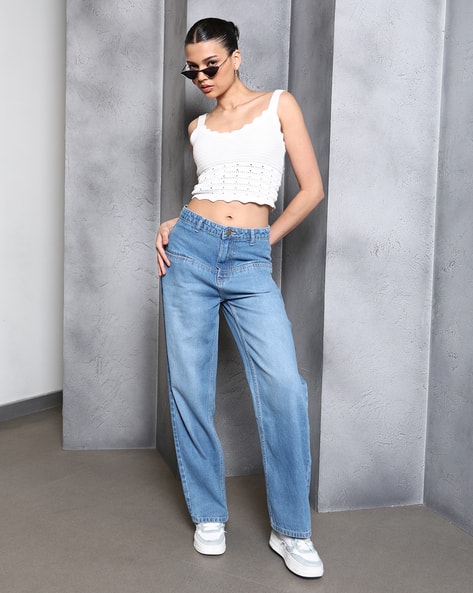 Shein Full Length Fixed Waist Straight Fit Jeans