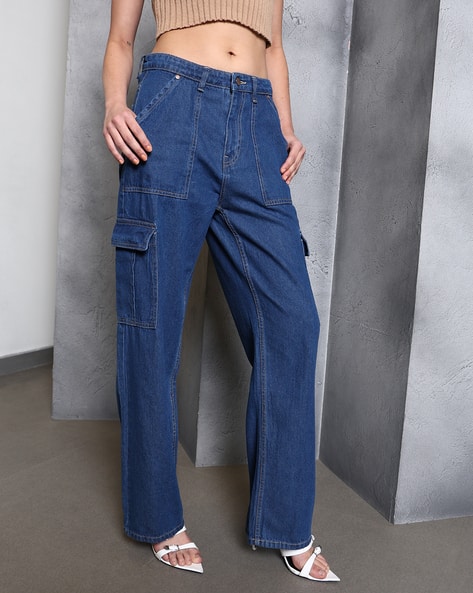 Shein Full Length Fixed Waist Cargo Style Straight Fit Jeans