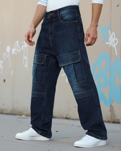 Shein Street Full Length Cargo Style Baggy Jeans With Pockets