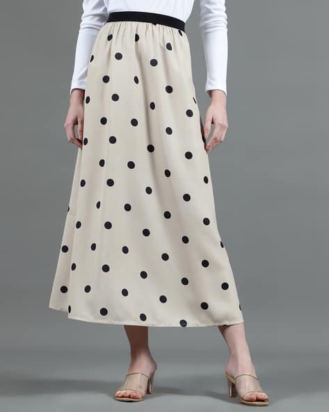 beige dotted skirt