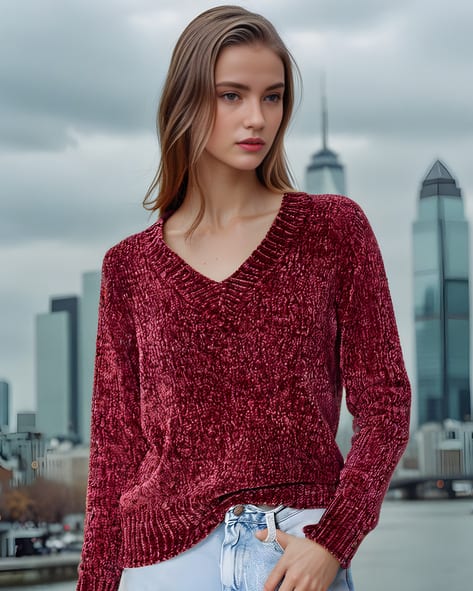 Buy Wine Sweaters Cardigans for Women by Shein Online