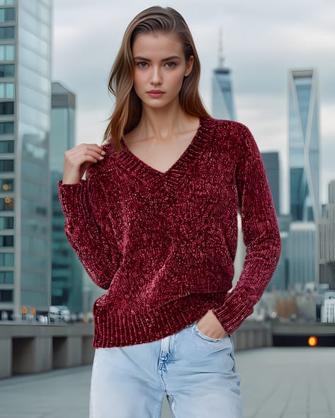 Buy Wine Sweaters Cardigans for Women by Shein Online