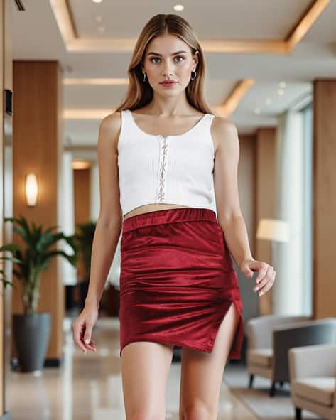 Buy Maroon Skirts for Women by Shein Online