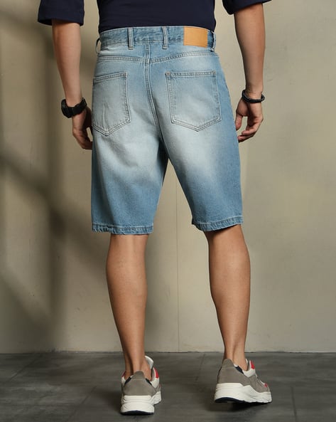 Otrain Distressed Jean Shorts For Men Cotton Distressed Knee Length Shorts  Knee Length Distressed Denim