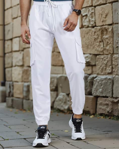 Joggers For Men With Side Pockets Buy White Track Pants For Men By