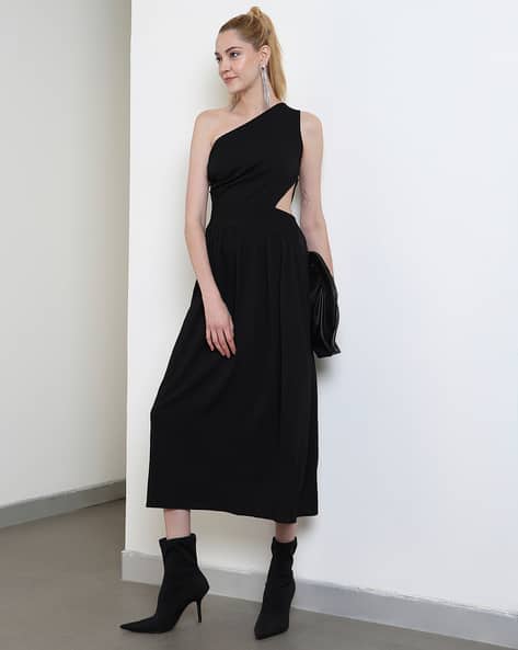 strapless open back dress Black One Shoulder A-Line Maxi Dress & Reviews - Black - Dresses main image 0