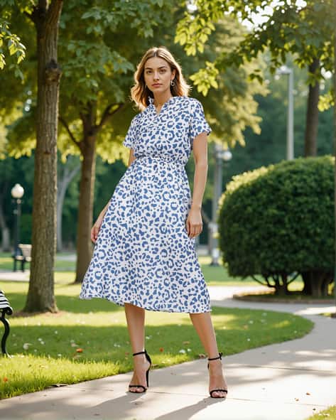 Buy White Blue Dresses for Women by Shein Online | sheinindia.in