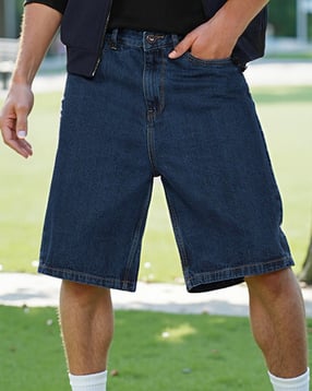 Shein Knee Length Loose Fit Denim Shorts with Pockets-picture-23