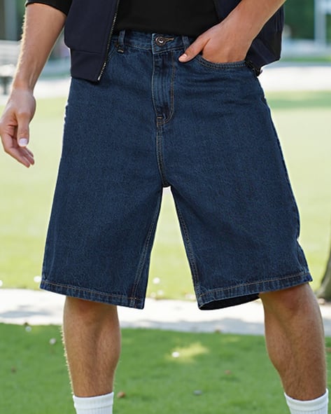 Buy Dark Blue Shorts 3/4ths for Men by Shein Online