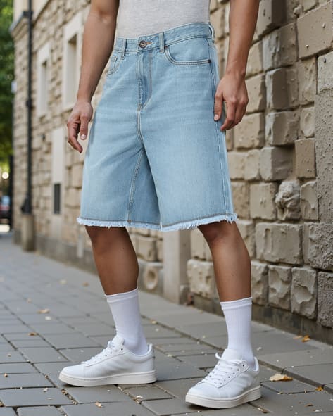 Buy Light Blue Shorts 3/4ths for Men by Shein Online