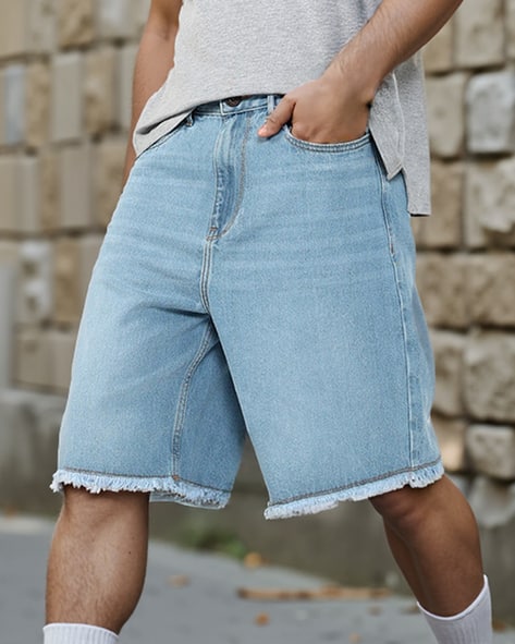Buy Light Blue Shorts 3/4ths for Men by Shein Online