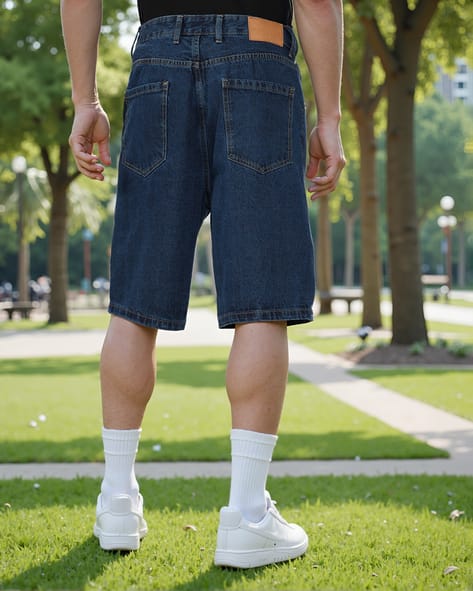 Buy Dark Blue Shorts 3/4ths for Men by Shein Online