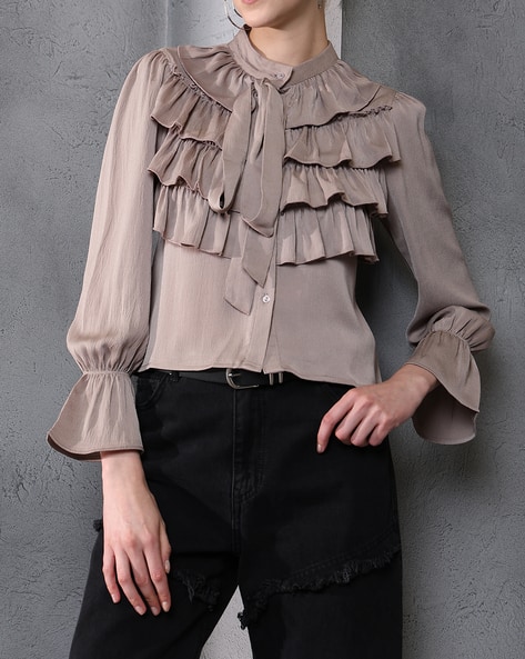 layered ruffle blouse