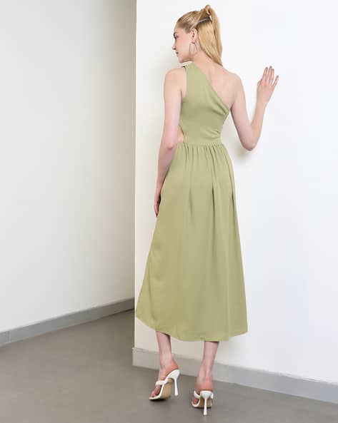 shein one shoulder green dress One Shoulder Mesh Formal Dress
