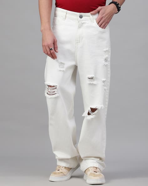 Buy Off White Jeans for Men by Shein Online | sheinindia.in Buy Off White Jeans for Men by Shein Online | sheinindia.in