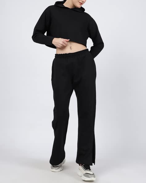 Shein Activewear Full Sleeve Cropped Hoodie With Track Pants
