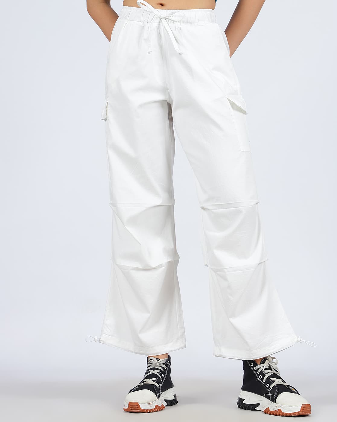 パンツ POPPY GATHER RIBBON CARGO PANTS (WHITE) POPPY GATHER RIBBON CARGO PANTS (WHITE)