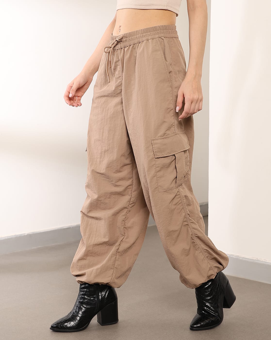 Baggy Cargo Pants Woman Buy Beige Trousers Pants For Women By