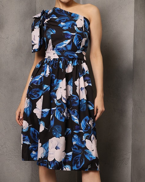 sachin and babi light blue dress Elegant Navy Blue vA-Line One Shoulder Party Dresses With Sequins Prom Gowns