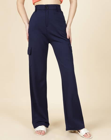 Buy Navy Blue Trousers Pants for Women by Shein Online