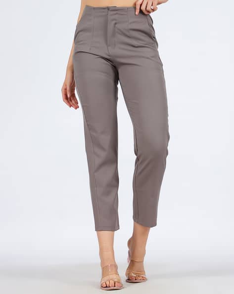 Buy Grey Trousers Pants for Women by Shein Online