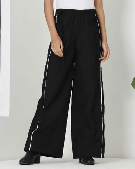 Ajio Shein Striped Trousers Buy Black Track Pants For Men By Shein