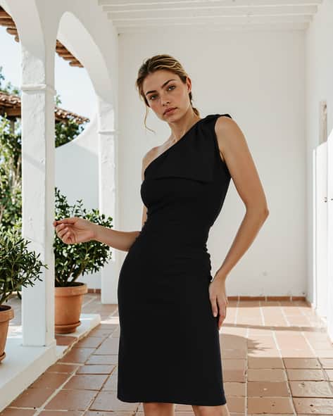 one shoulder dress shein SHEIN Summer One Shoulder Ruffle Hem Bodycon Dress,Prom Dress,White Graduation Dress,M
