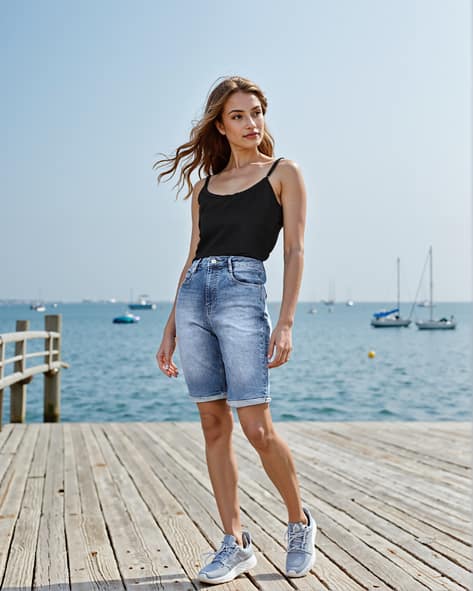 Buy Mid Blue Shorts for Women by Shein Online