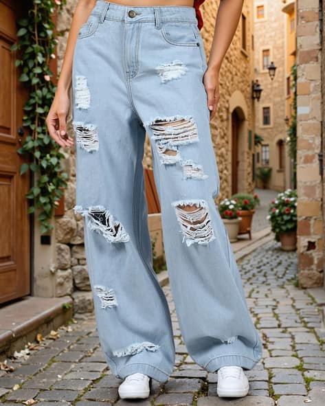 Buy Light Blue Jeans Jeggings for Women by Shein Online