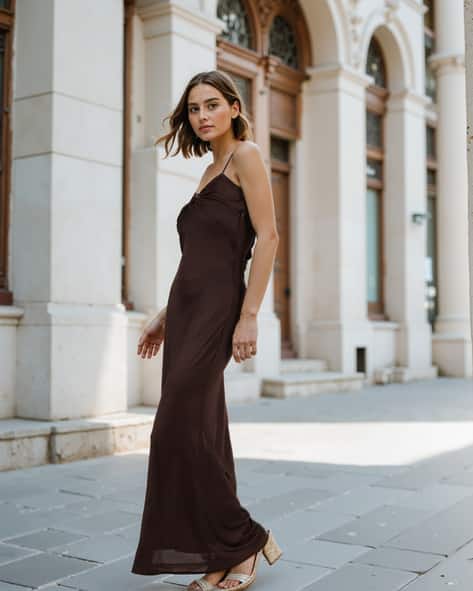 Buy Dark Brown Dresses for Women by Shein Online | sheinindia.in