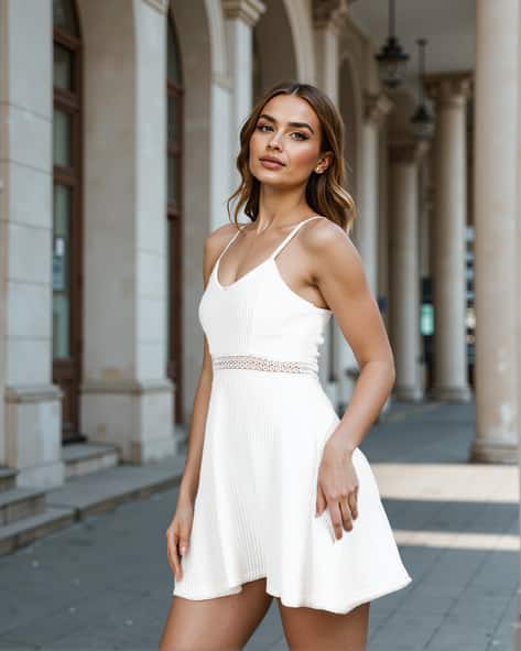 Buy White Dresses for Women by Shein Online | Ajio.com