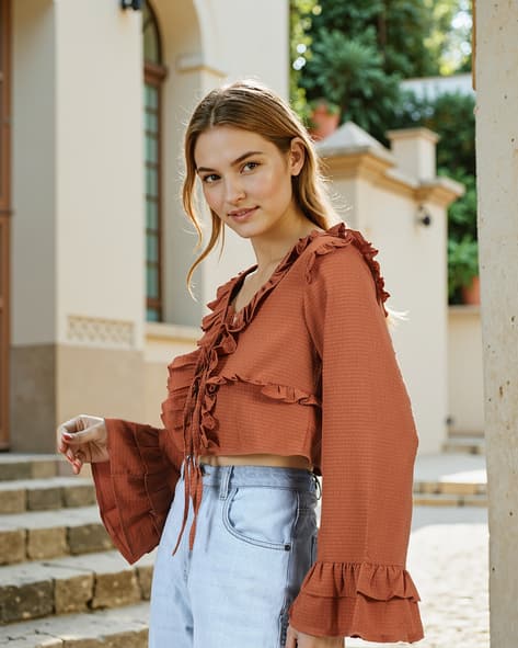 Buy Brown Tops for Women by Shein Online