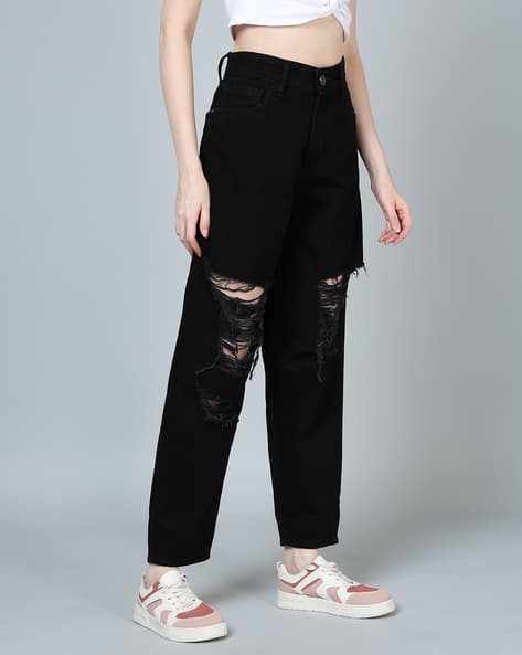 Mom Jeans Shein Black Ripped Jeans Shein Ankle Length High
