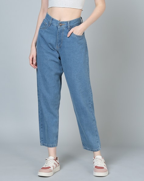 Ajio Cropped Light Wash Jeans Buy Dark Blue Jeans Jeggings For