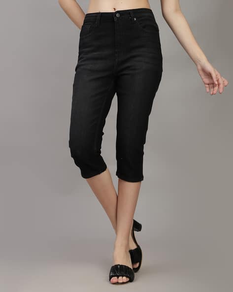 womens jeans black denim capri