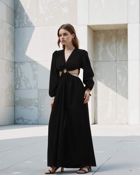 balloon sleeve a line dress Balloon Sleeve Brushed A-Line Dress – iOikos main image 0