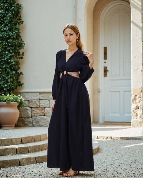 balloon dresses for women Ruched Satin Maxi Dress XS / White low balloon sleeve dress with bold rose texture Women's Notched Button Up Balloon