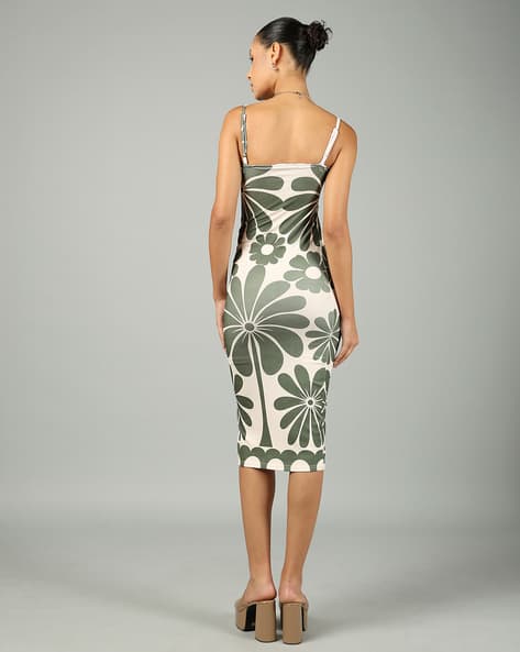 bodycon club mini dresses Peekaboo Color Snake Print Bodycon Midi Dress L