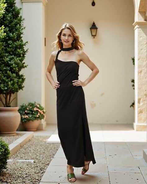 shein black evening dresses SHEIN Lady All Seasons Black Suit Long Sleeve Robe & V-Neck Dress Eleg |  Dress main image 0