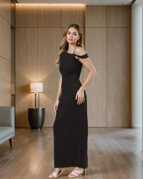 shein black dresses Ribbed Long Sleeve Dress Plus Size Womens Sleeveless Ruched Bust Button Decor Hem Dress Black Mini Cute 70s Retro Elegant Corset Party Summer Vacation Dress Black Casual Sleeveless Knitted Fabric Plain A Line SHEIN Black Bandeau Off Shoulder