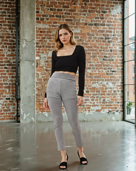 Buy Silver Trousers & Pants for Women by Shein Online